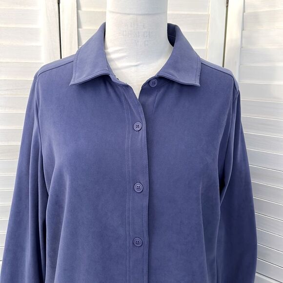 Croft & Barrow Shacket Size 1X Jacket Faux Suede Stretch Purple - Picture 2 of 13